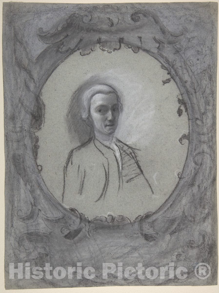 Art Print : Bartolommeo Nazari (Nazzari) - Portrait of a Man Wearing a Wig : Vintage Wall Art