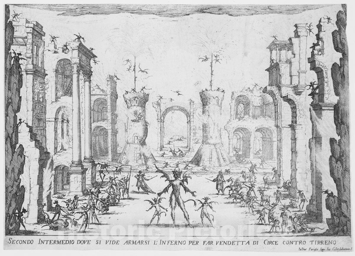 Art Print : Jacques Callot - 2e Intermède (2nd Interlude), from Les Intermèdes (The Interludes) : Vintage Wall Art