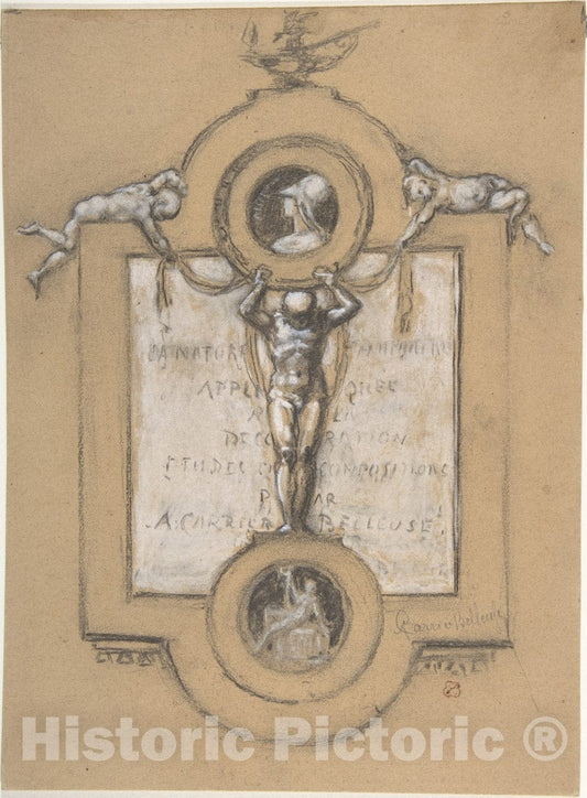 Art Print : Albert-Ernest Carrier-Belleuse - Design for a Frontispiece : Vintage Wall Art