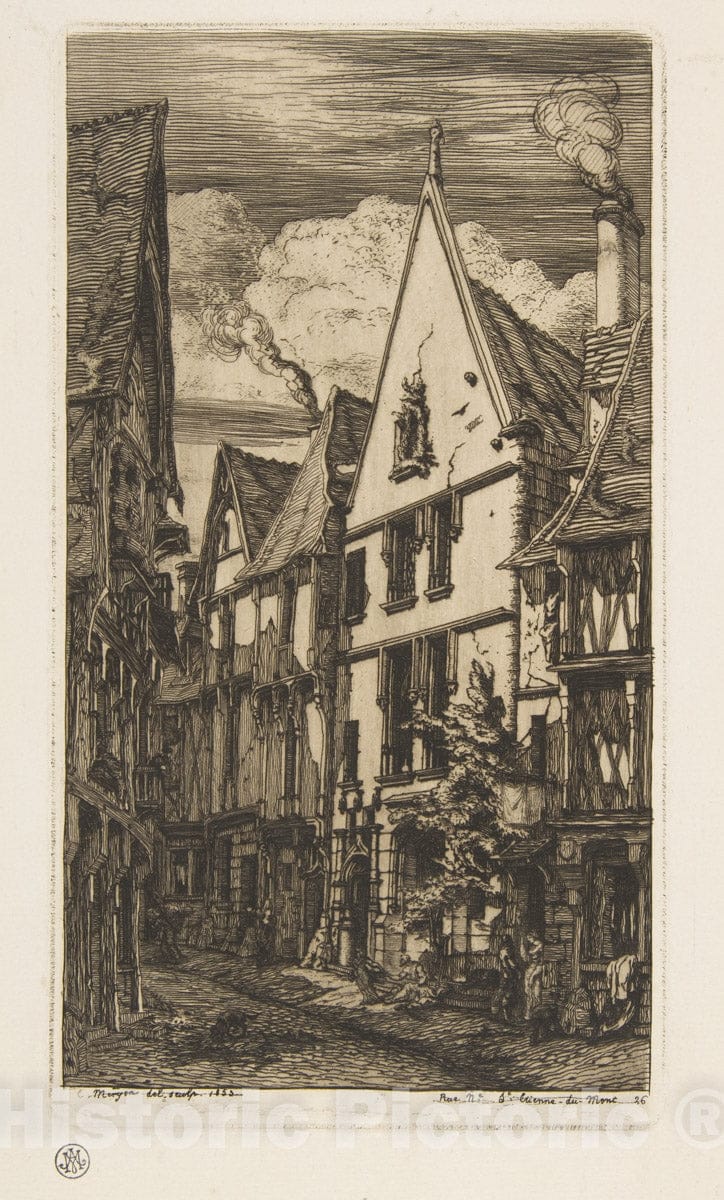 Art Print : Charles Meryon - La Rue des Toiles, Bourges : Vintage Wall Art
