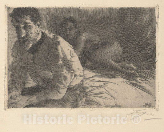 Art Print : Anders Zorn - Augustus Saint Gaudens II (Saint Gaudens and his Model) : Vintage Wall Art