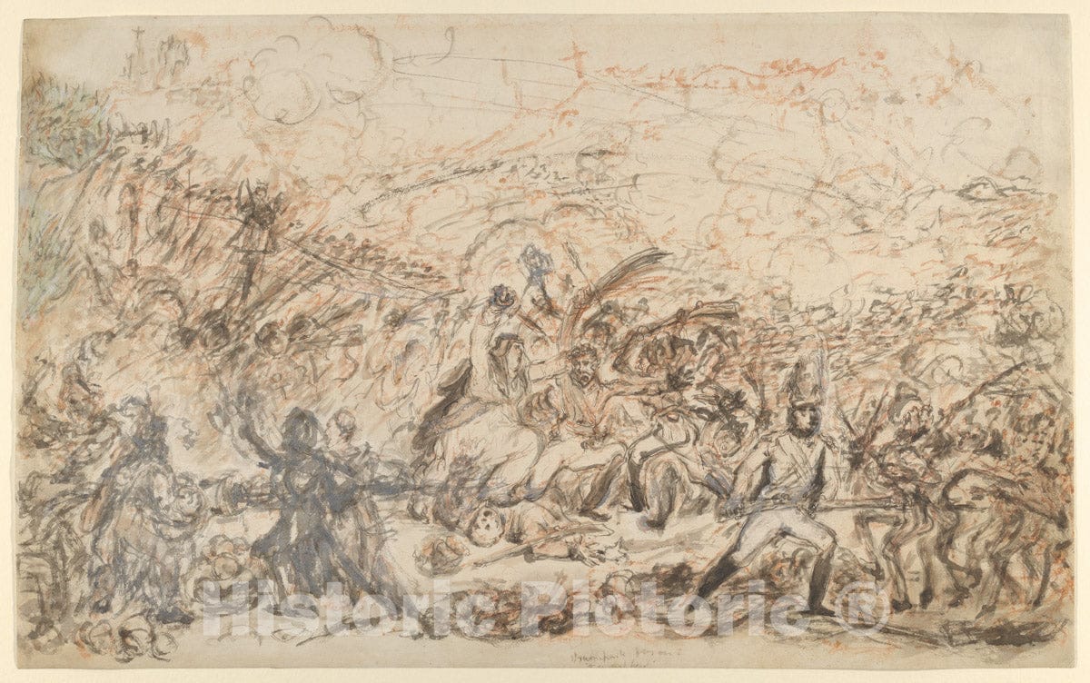 Art Print : James Gillray - Spanish Patriots Attacking The French Banditti – Loyal Britons Lending a Lift : Vintage Wall Art