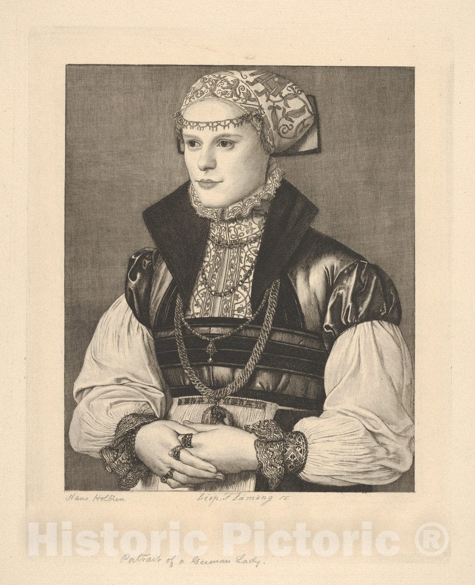 Art Print : Léopold Flameng - Portrait of a German Lady : Vintage Wall Art