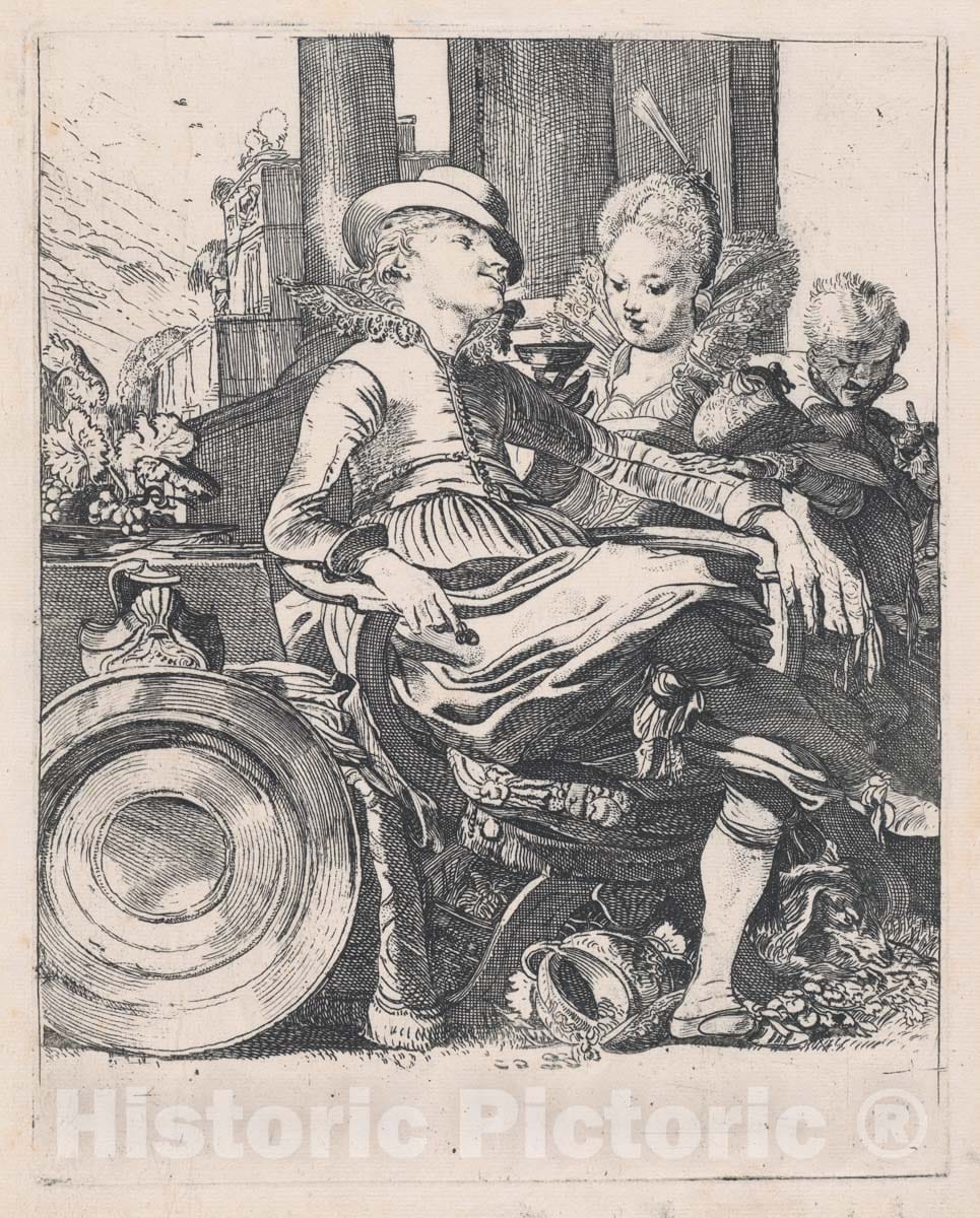 Art Print : Willem Pietersz. Buytewech - The Enamored Couple: Lucelle and Ascagnes : Vintage Wall Art