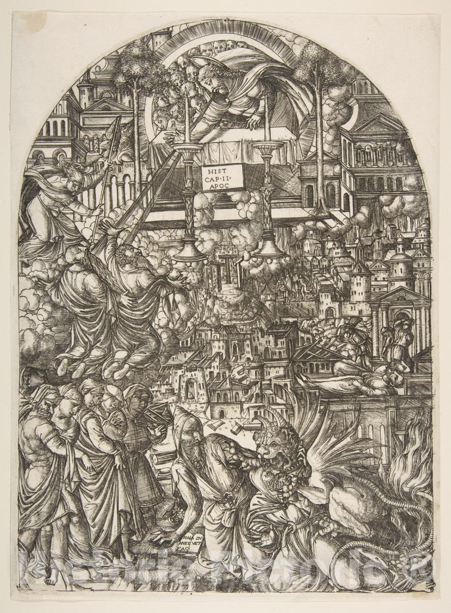 Art Print : Jean Duvet - The Measurement of The Temple, from The Apocalypse : Vintage Wall Art