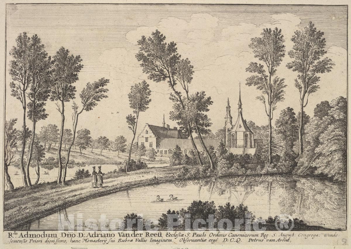 Art Print : Wenceslaus Hollar - Rothendael Abbey 2 : Vintage Wall Art