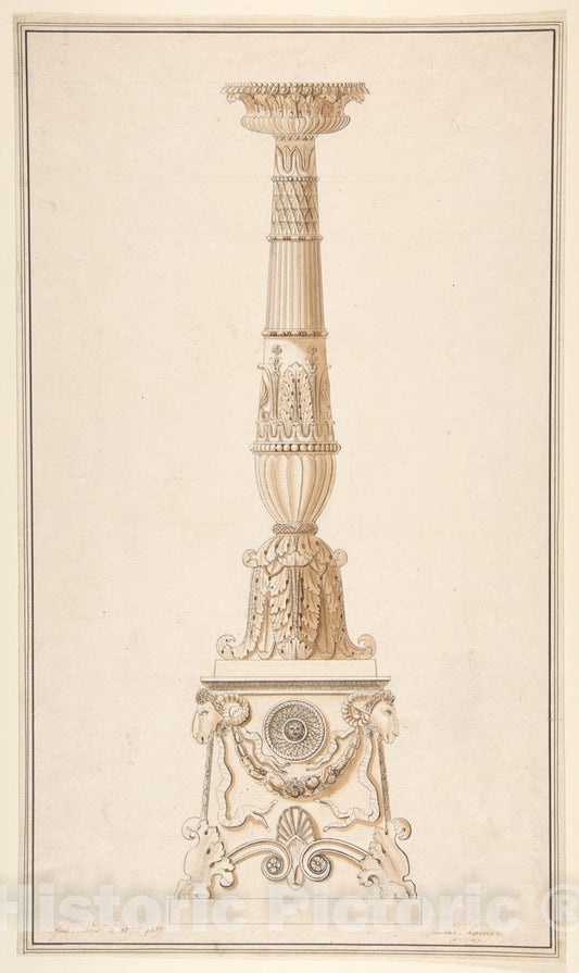 Art Print : Adolph-Jean Lavergne - Design for a Candlestick : Vintage Wall Art