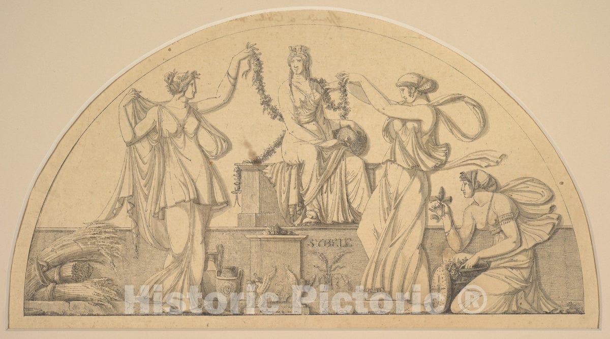 Art Print : Antoine Léonard Du Pasquier - Cybele and Three Attendants : Vintage Wall Art