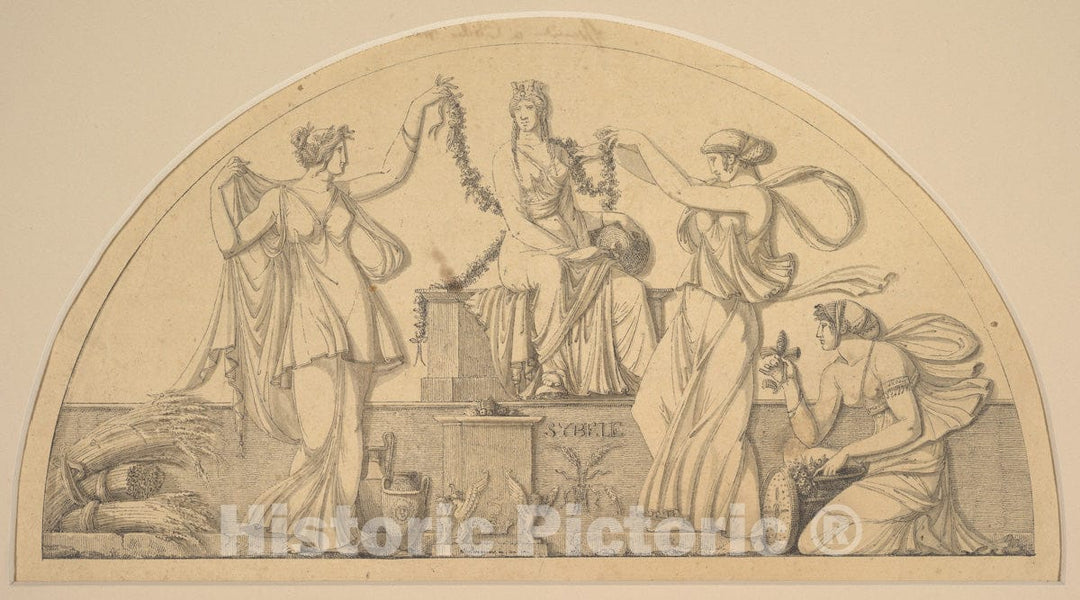 Art Print : Antoine Léonard Du Pasquier - Cybele and Three Attendants : Vintage Wall Art