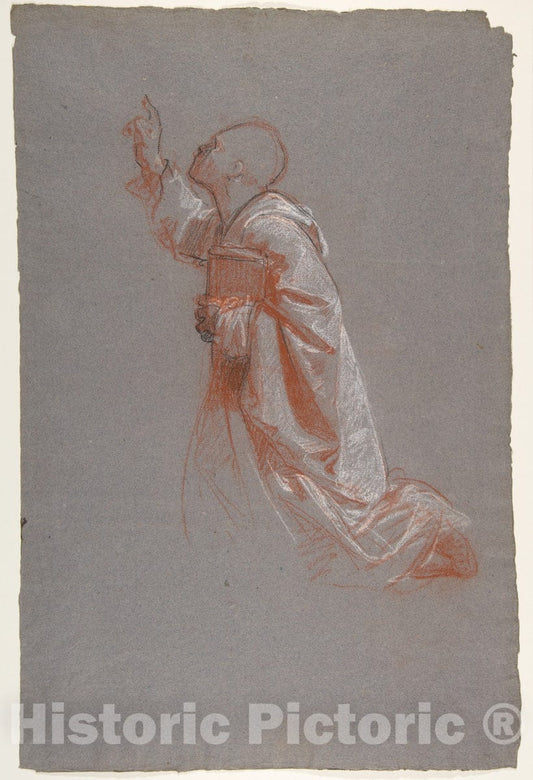 Art Print : Isidore Pils - Cleric (Lower Register; Study for Wall Paintings in The Chapel of Saint Remi, Sainte-Clotilde, Paris, 1858) - 430282 : Vintage Wall Art
