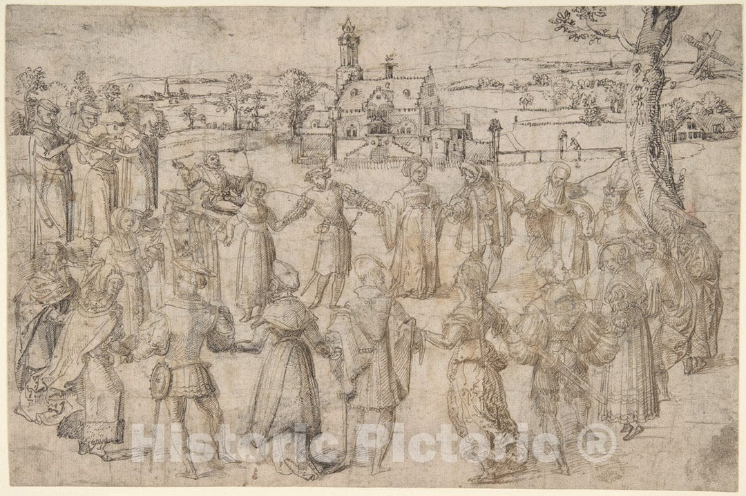 Art Print : Netherlandish, 16th Century - A Country Dance : Vintage Wall Art