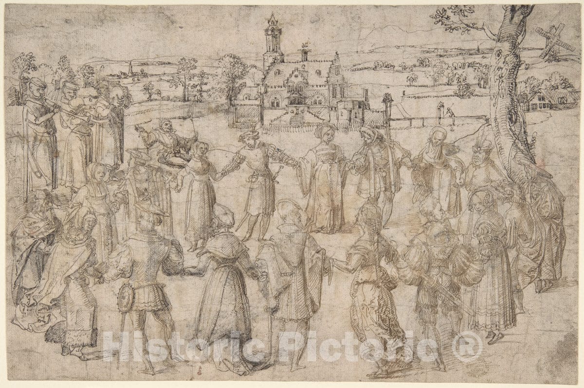 Art Print : Netherlandish, 16th Century - A Country Dance : Vintage Wall Art