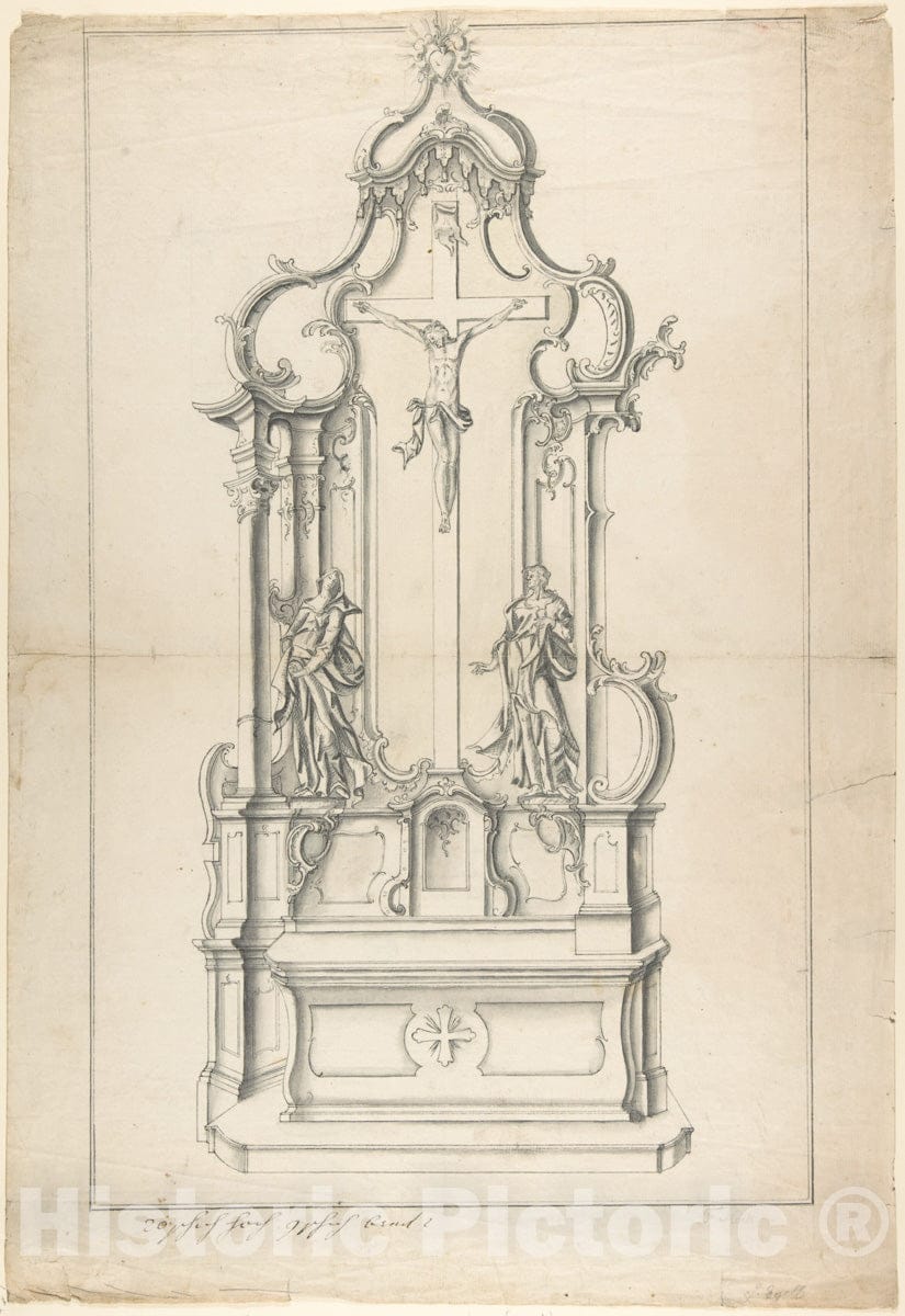 Art Print : German, 19th Century - Design for an Altar : Vintage Wall Art