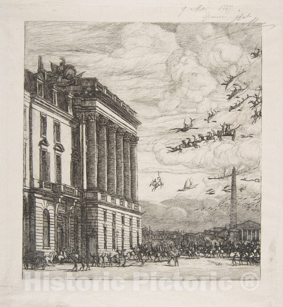 Art Print : Charles Meryon - Le Ministère de la Marine (The Admiralty, Paris) : Vintage Wall Art
