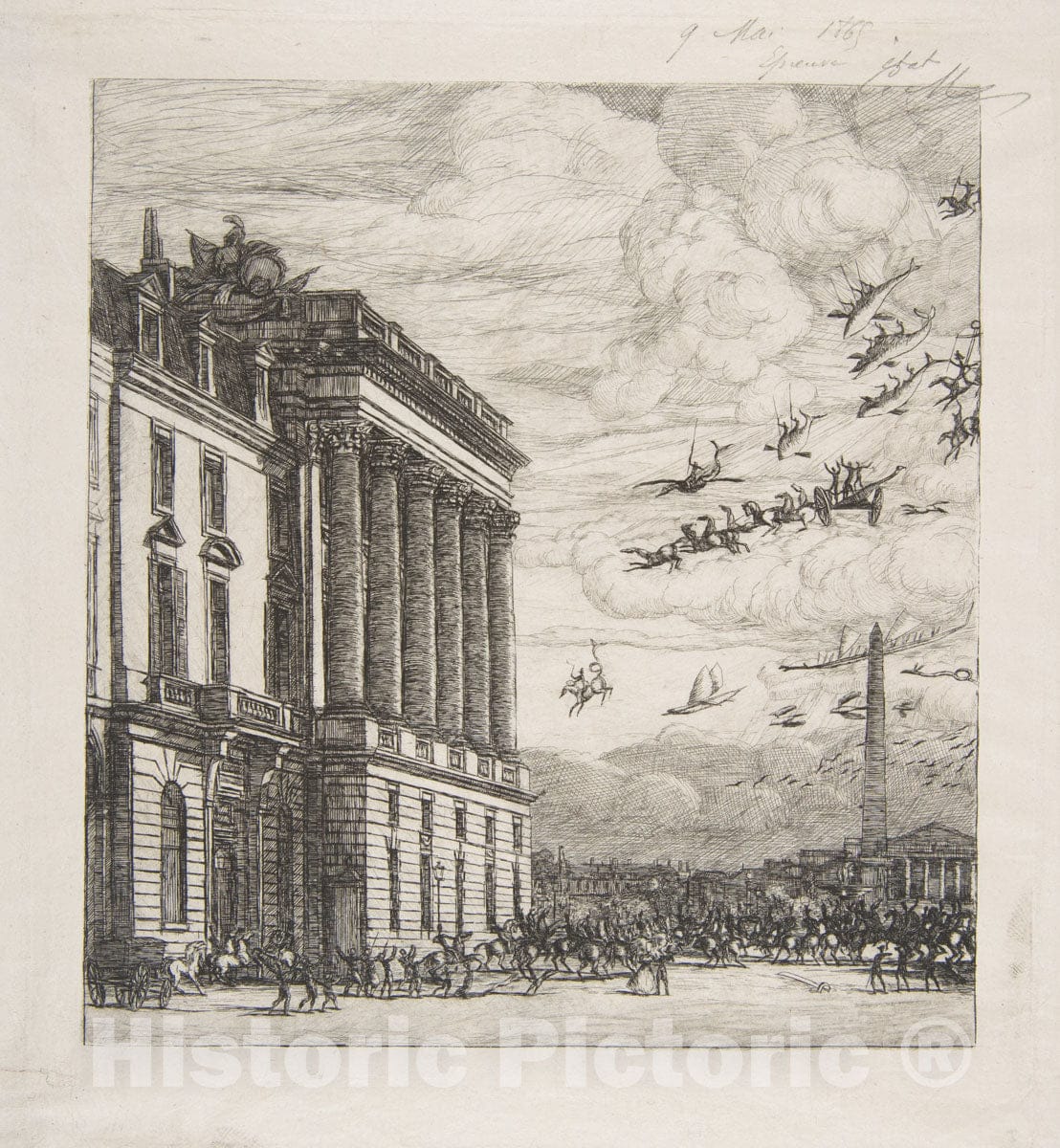 Art Print : Charles Meryon - Le Ministère de la Marine (The Admiralty, Paris) : Vintage Wall Art