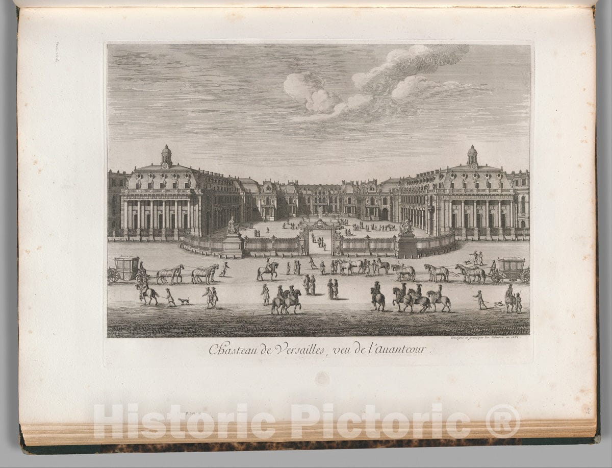Art Print : Israel Silvestre - Château de Versailles seen from The forecourt, from Chalcographie du Louvre, Vol. 22 : Vintage Wall Art