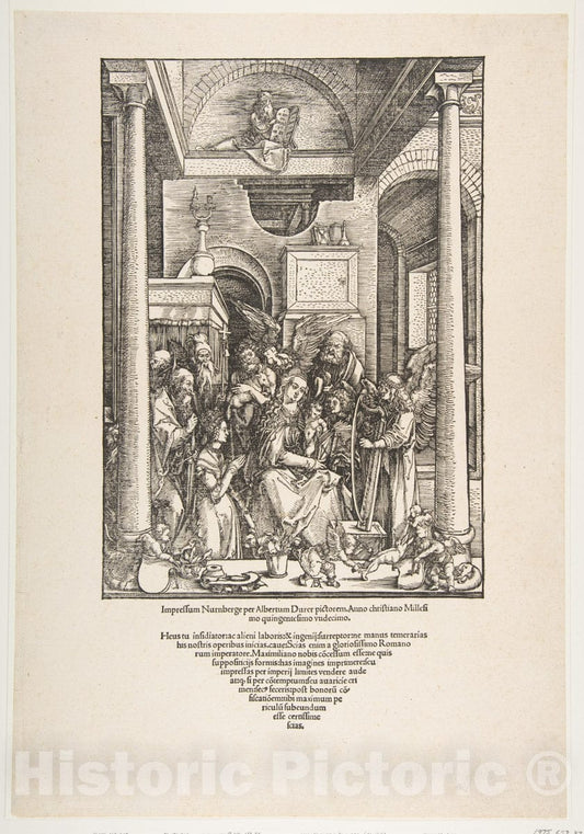 Art Print : Albrecht Dürer - The Glorification of The Virgin, from The Life of The Virgin, Latin Edition, 1511 : Vintage Wall Art