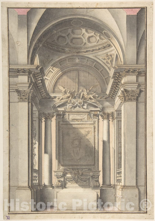 Art Print : Italian, 18th Century - Interior of a Chapel : Vintage Wall Art