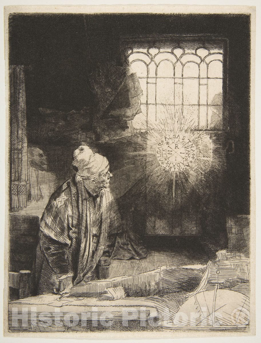 Art Print : Rembrandt (Rembrandt Van Rijn) - A Scholar in His Study ('Faust') : Vintage Wall Art