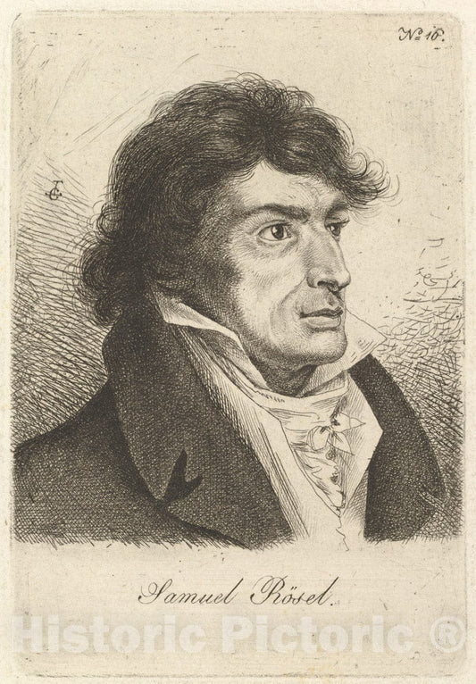Art Print : Ludwig Emil Grimm - Portrait of Johann Gottlieb Samuel Rösel : Vintage Wall Art