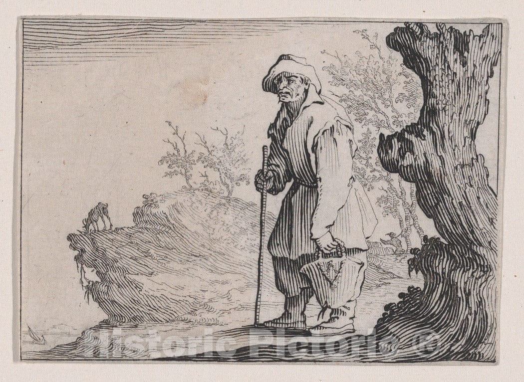 Art Print : Jacques Callot - Le Paysan Portant Son Sac (The Peasant Carrying his Sack), from Les Caprices Series A, The Florence Set : Vintage Wall Art