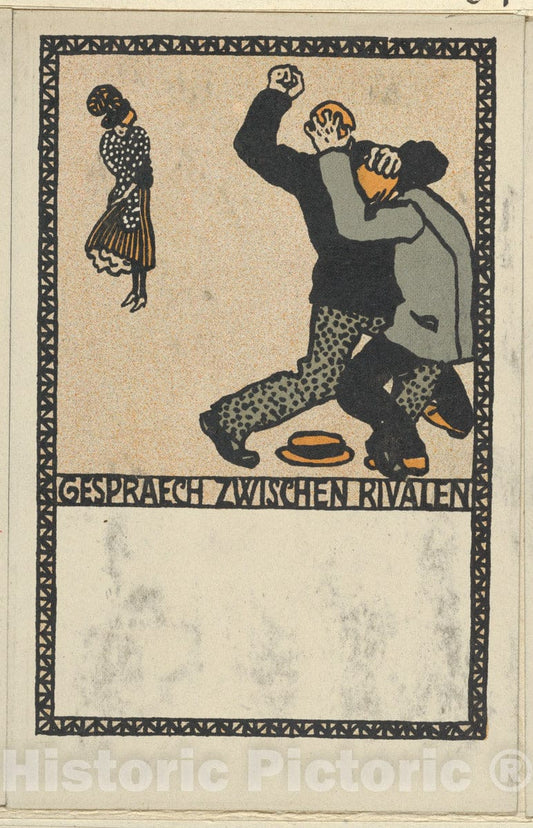 Art Print : Moriz Jung - Conversation Between Rivals (Gespraech Zwischen Rivalen) : Vintage Wall Art