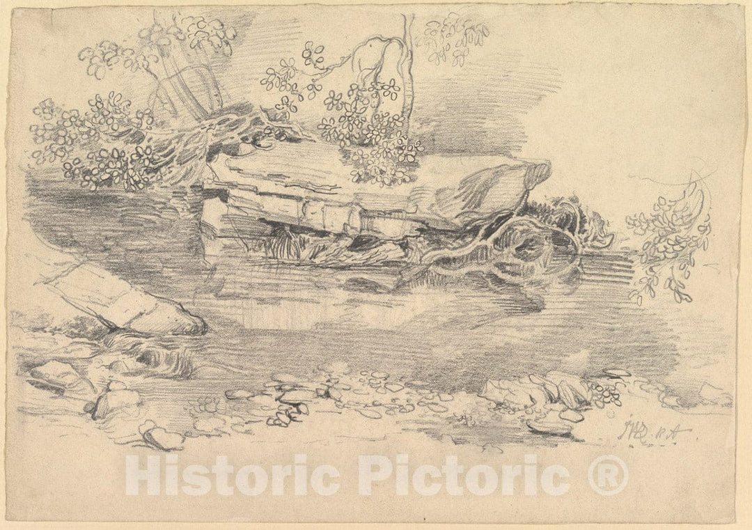 Art Print : James Ward - A Rocky Stream : Vintage Wall Art