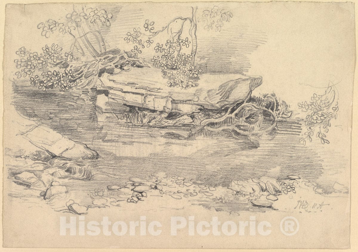 Art Print : James Ward - A Rocky Stream : Vintage Wall Art