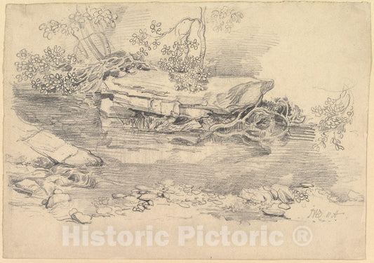 Art Print : James Ward - A Rocky Stream : Vintage Wall Art