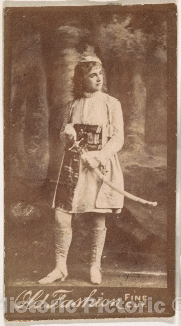 Photo Print : Actress Wearing Costume with Sword, from The Actresses Series (N664) Promoting Old Fashion Fine Cut Tobacco 1 : Vintage Wall Art
