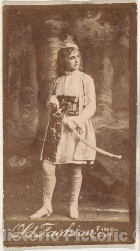 Photo Print : Actress Wearing Costume with Sword, from The Actresses Series (N664) Promoting Old Fashion Fine Cut Tobacco 1 : Vintage Wall Art