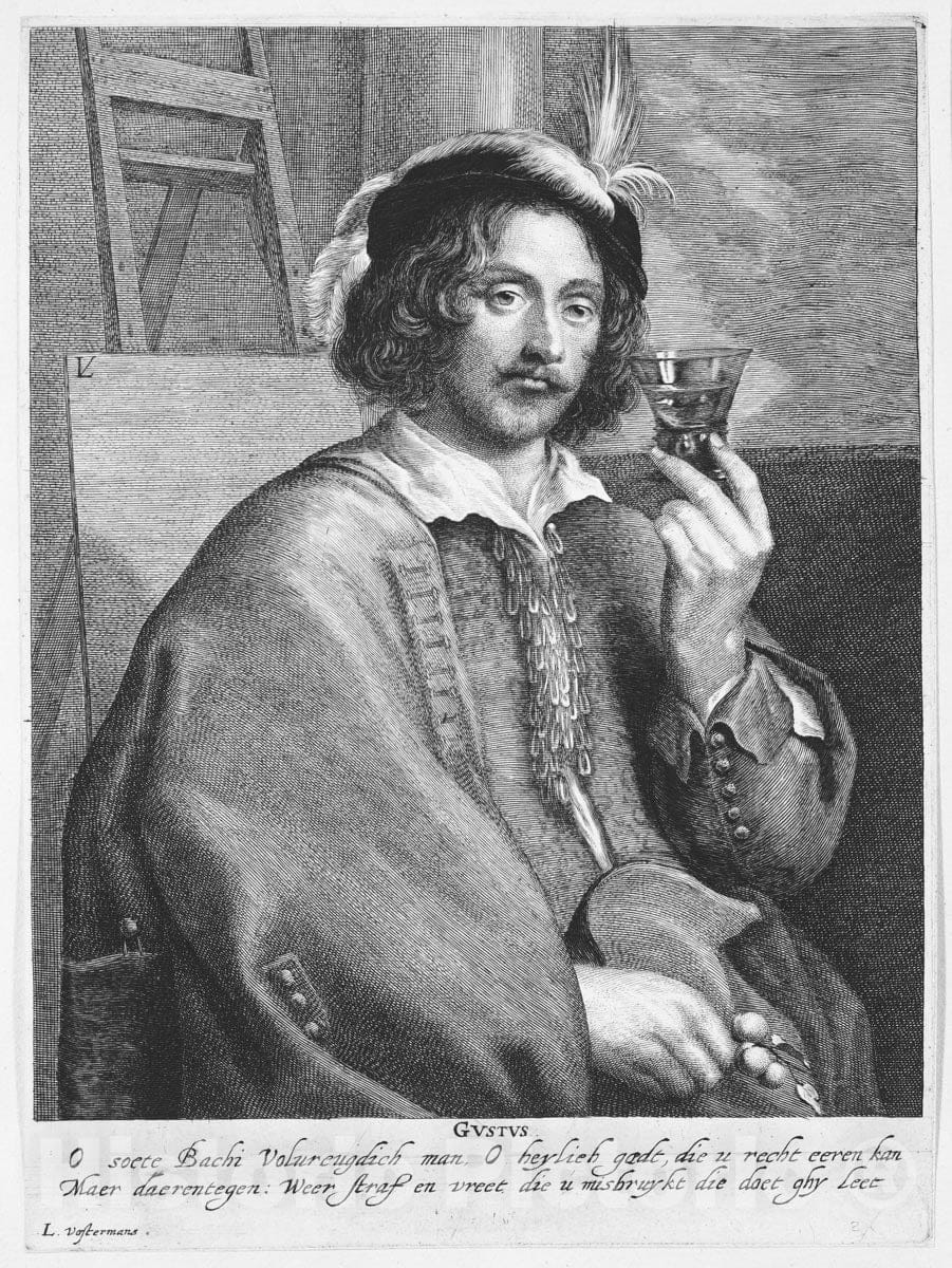 Art Print : Lucas Vorsterman I - Allegory of Taste (Portrait of The Painter Jan Davidsz. de Heem, After a self-Portrait) : Vintage Wall Art