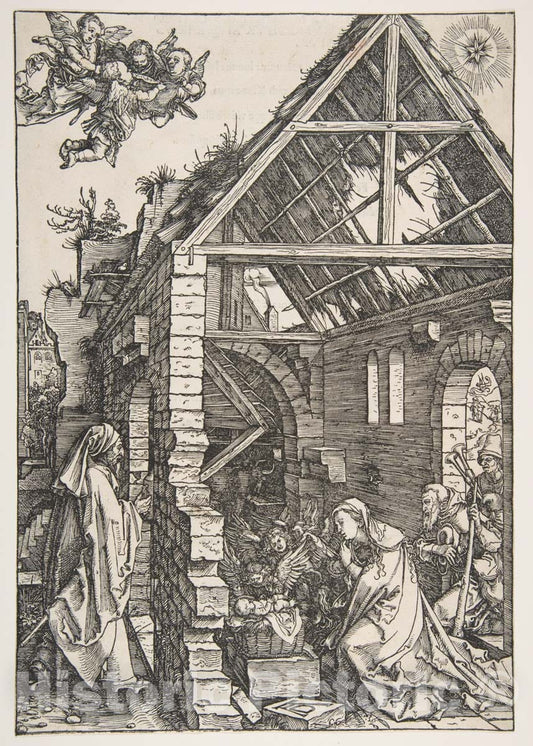 Art Print : Albrecht Dürer - The Nativity, from The Life of The Virgin, Latin Edition, 1511 : Vintage Wall Art