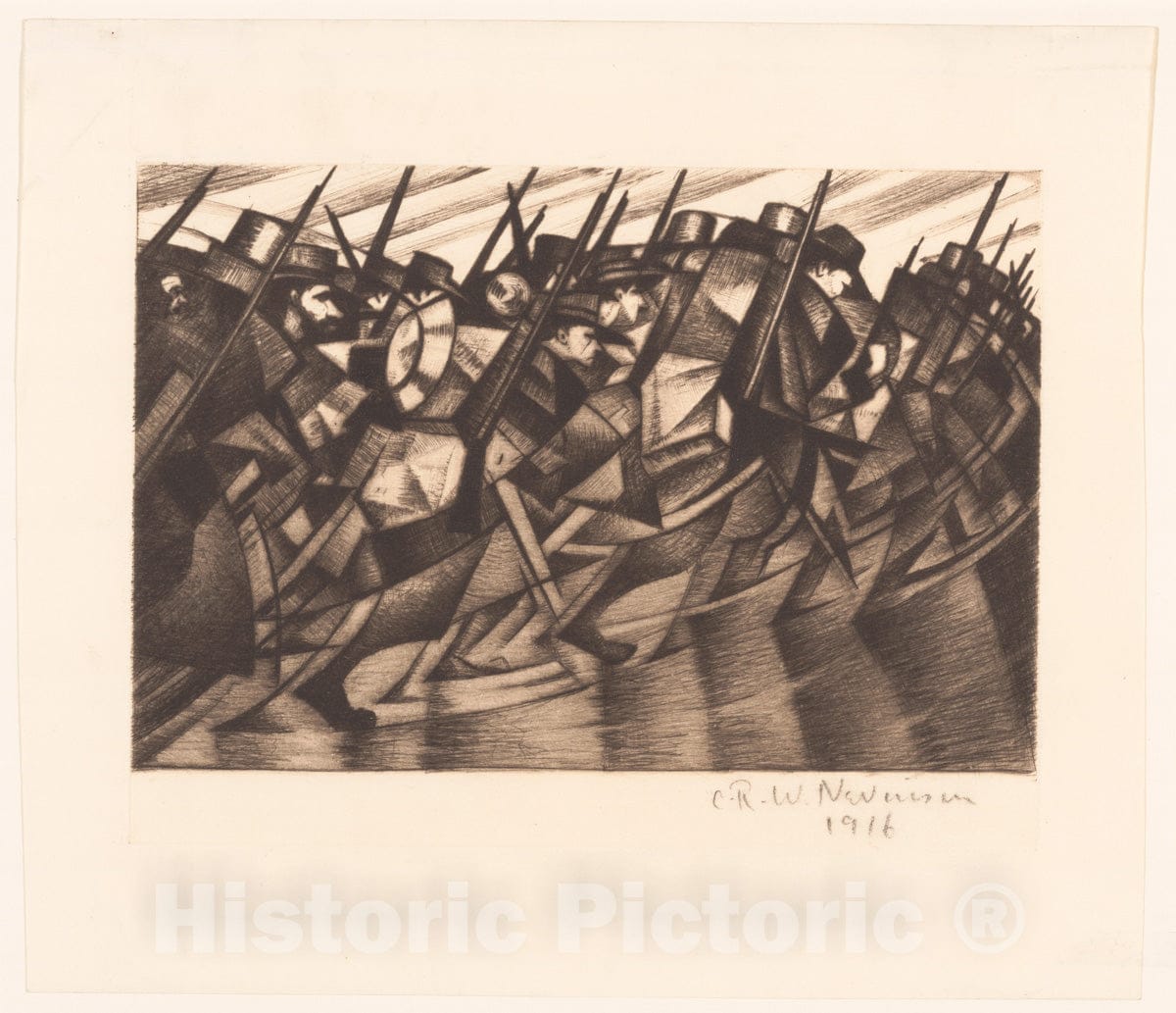 Art Print : Christopher Richard Wynne Nevinson - Returning to The Trenches : Vintage Wall Art