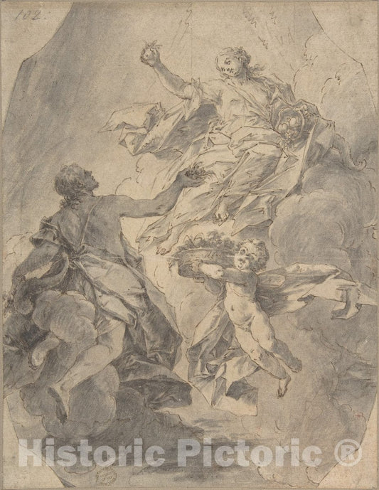Art Print : French, 17th Century - Allegory of Abundance : Vintage Wall Art