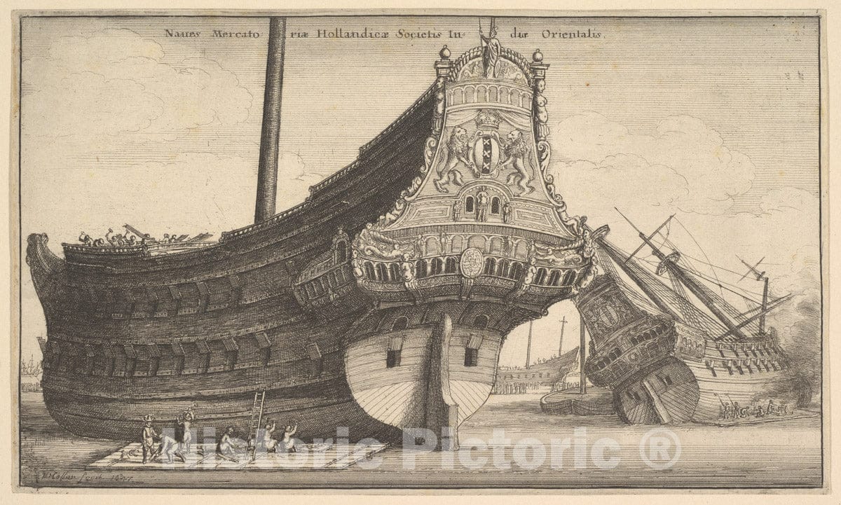 Art Print : Wenceslaus Hollar - Dutch East Indiaman : Vintage Wall Art