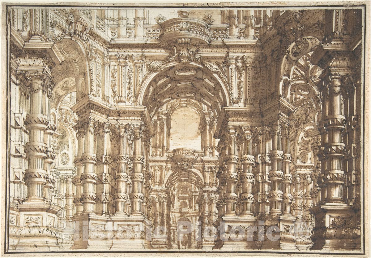 Art Print : Giuseppe Galli Bibiena - Drawing for an Opera Set : Vintage Wall Art