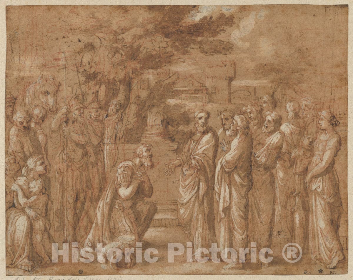 Art Print : French, 17th Century - Christ and The Centurion : Vintage Wall Art