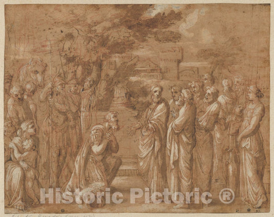 Art Print : French, 17th Century - Christ and The Centurion : Vintage Wall Art