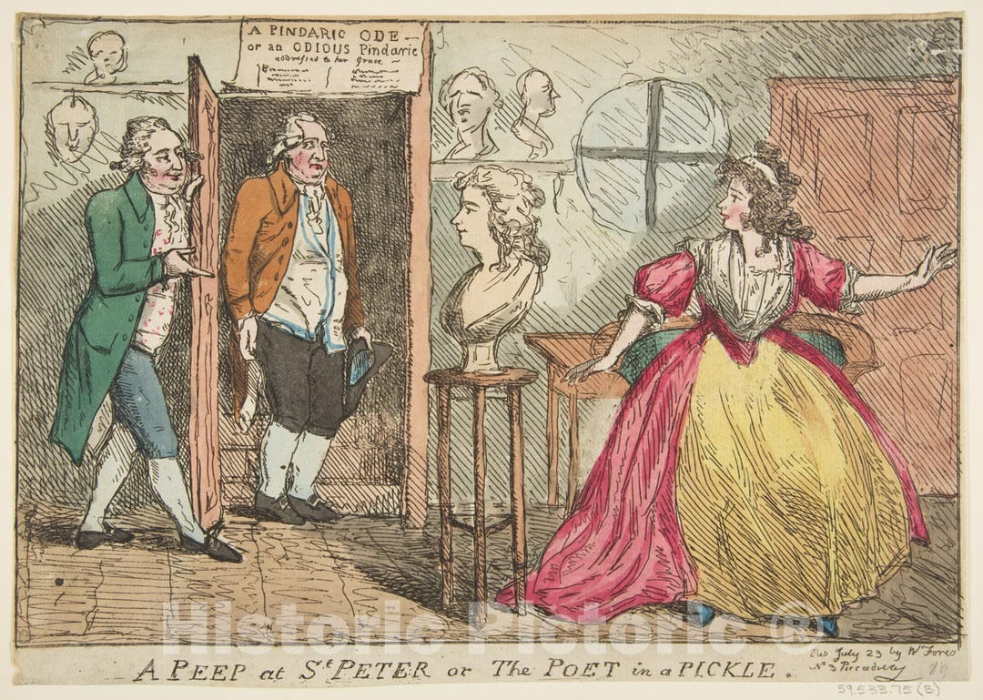 Art Print : Anonymous, British, 18th Century - A Peep at St. Peter or The Poet in a Pickle 2 : Vintage Wall Art