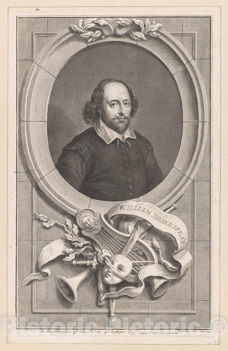 Art Print : Jacob Houbraken - William Shakespeare : Vintage Wall Art