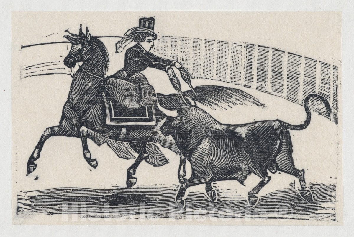 Art Print : José Guadalupe Posada - The Lady Bull Fighter : Vintage Wall Art