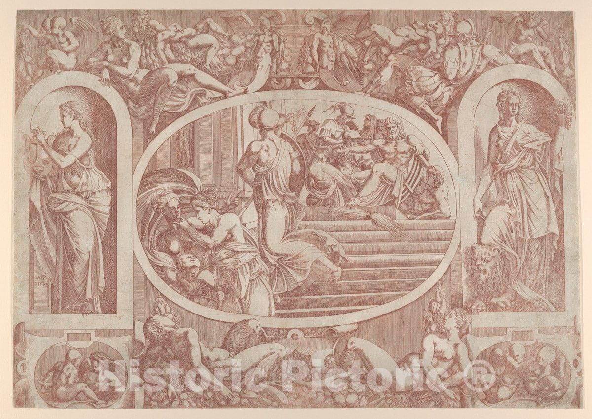 Art Print : Antonio Fantuzzi - Jupiter Sending The Three Goddesses to The Judgment of Paris : Vintage Wall Art