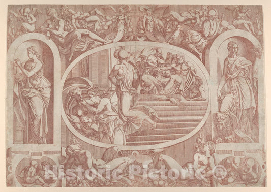 Art Print : Antonio Fantuzzi - Jupiter Sending The Three Goddesses to The Judgment of Paris : Vintage Wall Art