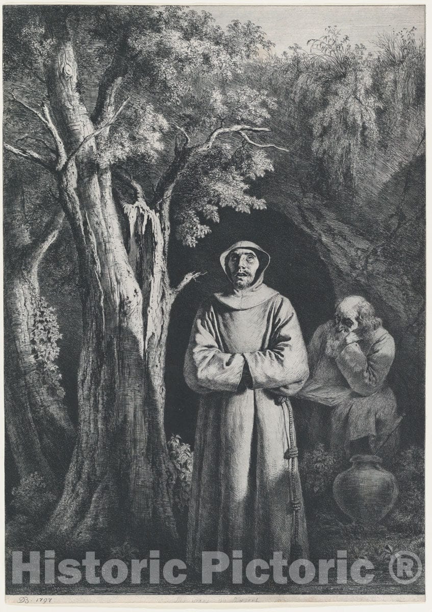 Art Print : Jean Jacques de Boissieu - Monks in The Desert : Vintage Wall Art