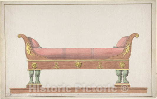 Art Print : 19th Century - Design for an Empire Daybed : Vintage Wall Art