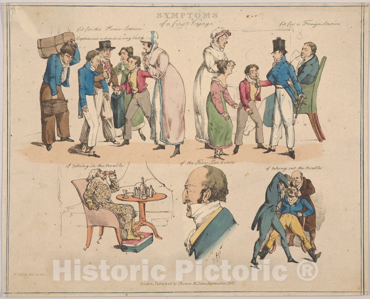 Art Print : Henry Thomas Alken - Symptoms of a First Voyage : Vintage Wall Art