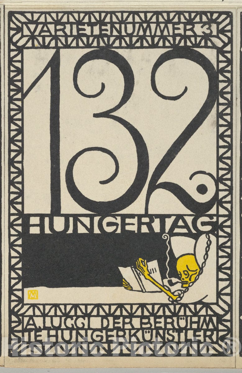 Art Print : Moriz Jung - Variety Act 3: 132nd Day of Fasting, A. Lucci The Famous Hunger Artist : Vintage Wall Art