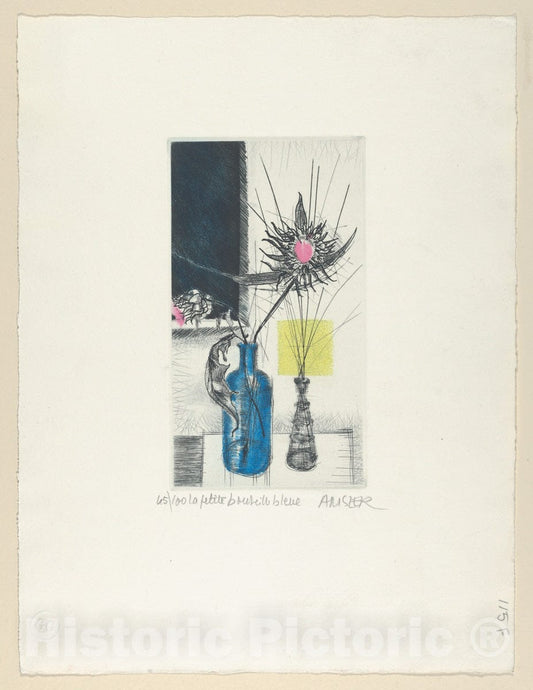 Art Print : Samuel Amsler - La Petite bouteille Bleue : Vintage Wall Art