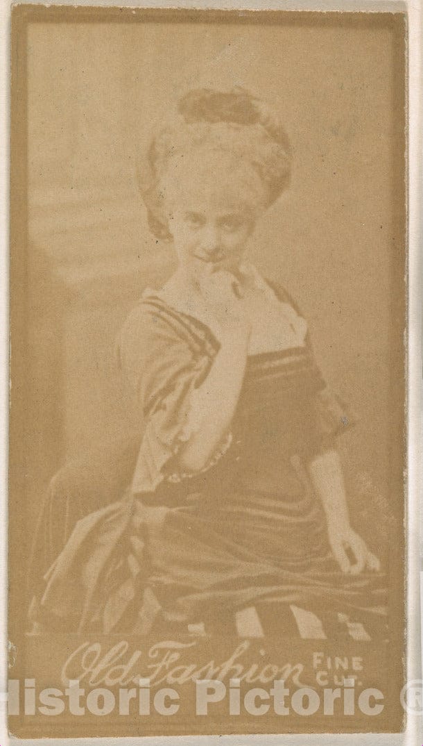 Photo Print : Actress with Finger held to Lips, from The Actresses Series (N664) Promoting Old Fashion Fine Cut Tobacco : Vintage Wall Art